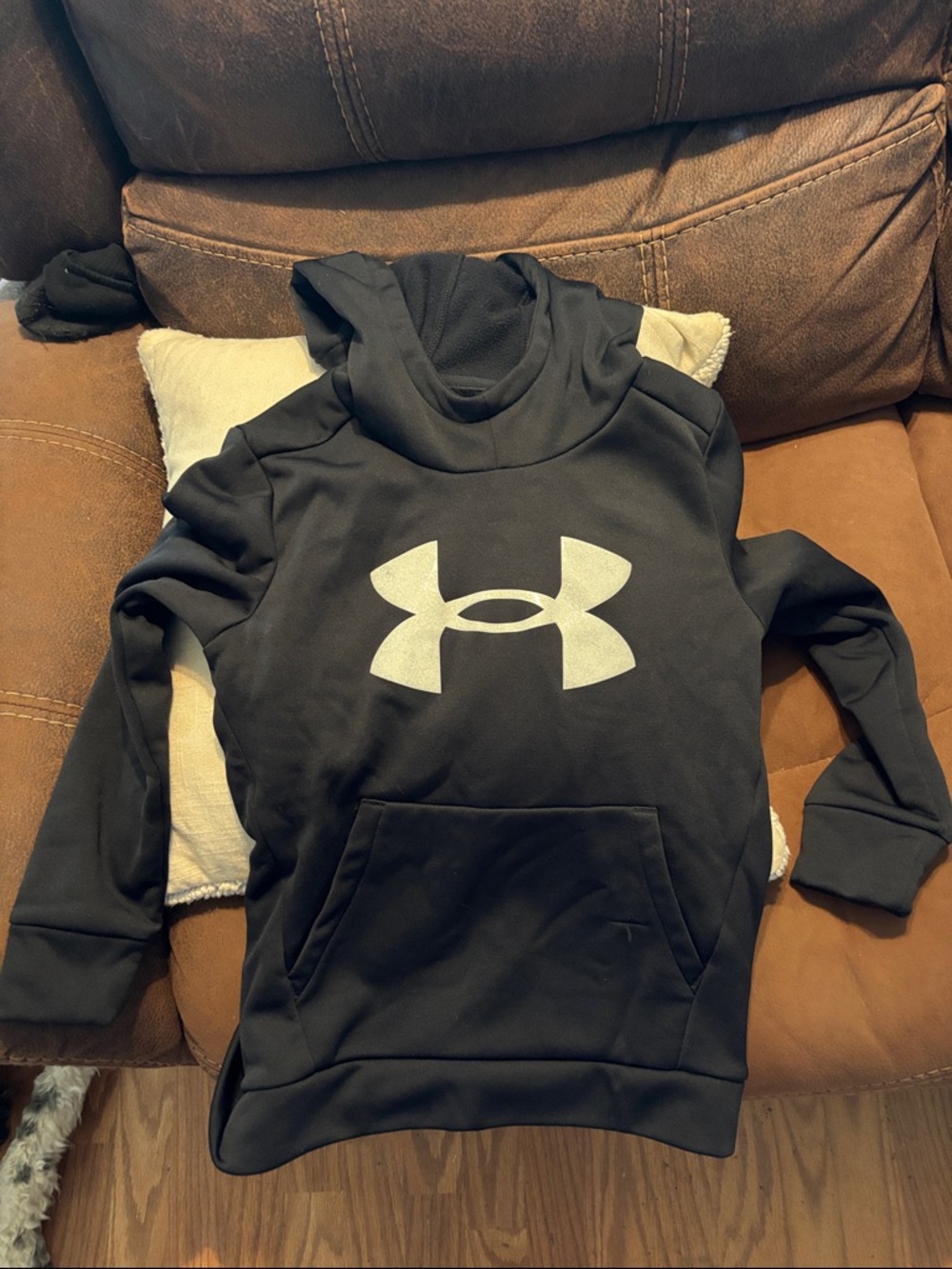 Under Armour Black Pullover Hoodie with Silver Logo